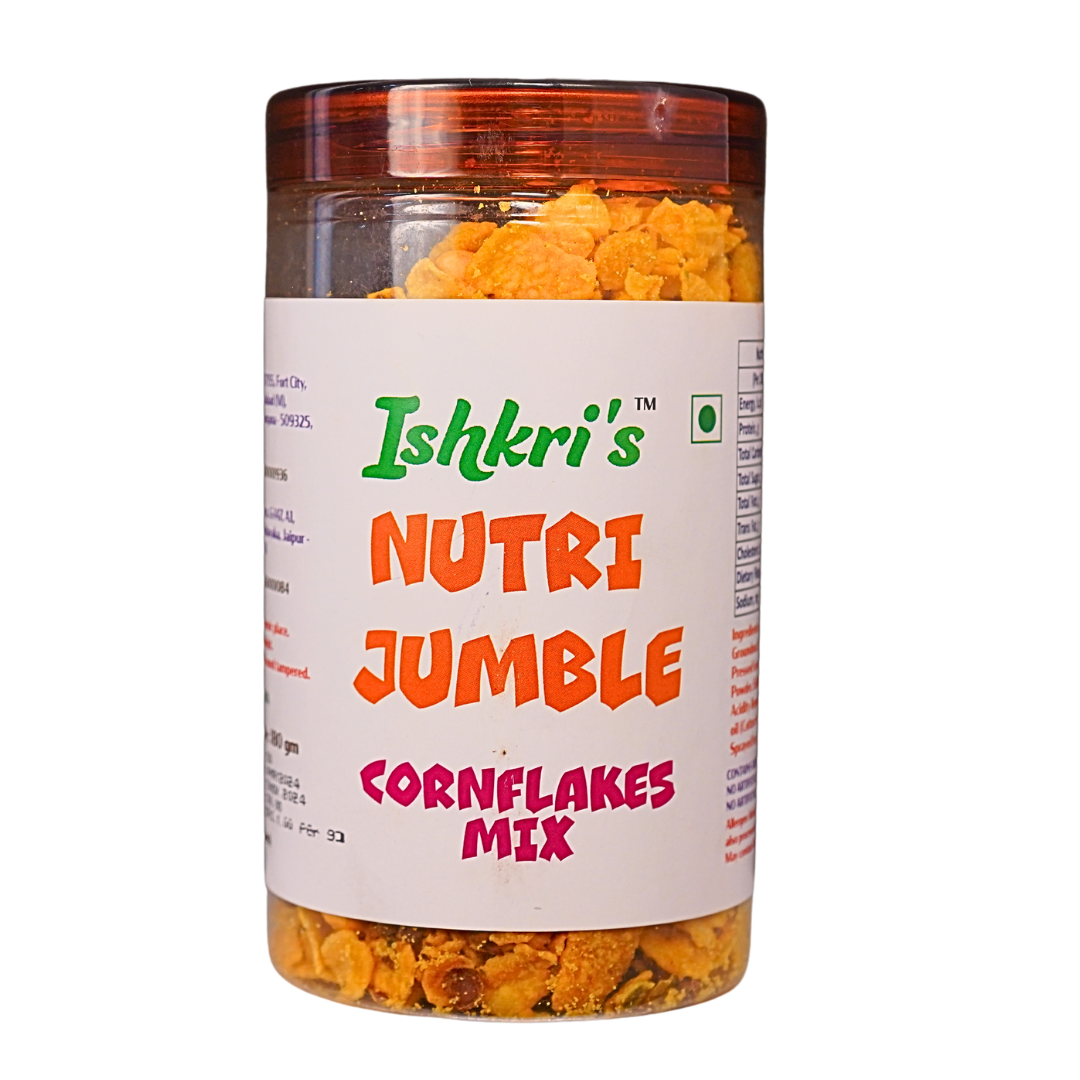 cornflakes mix Ishkris Nutri Jumble Cornflakes Mix High in Fiber, Crispy and Delicious Protein Source, Cholesterol-Free Snack for Any Time 180G…