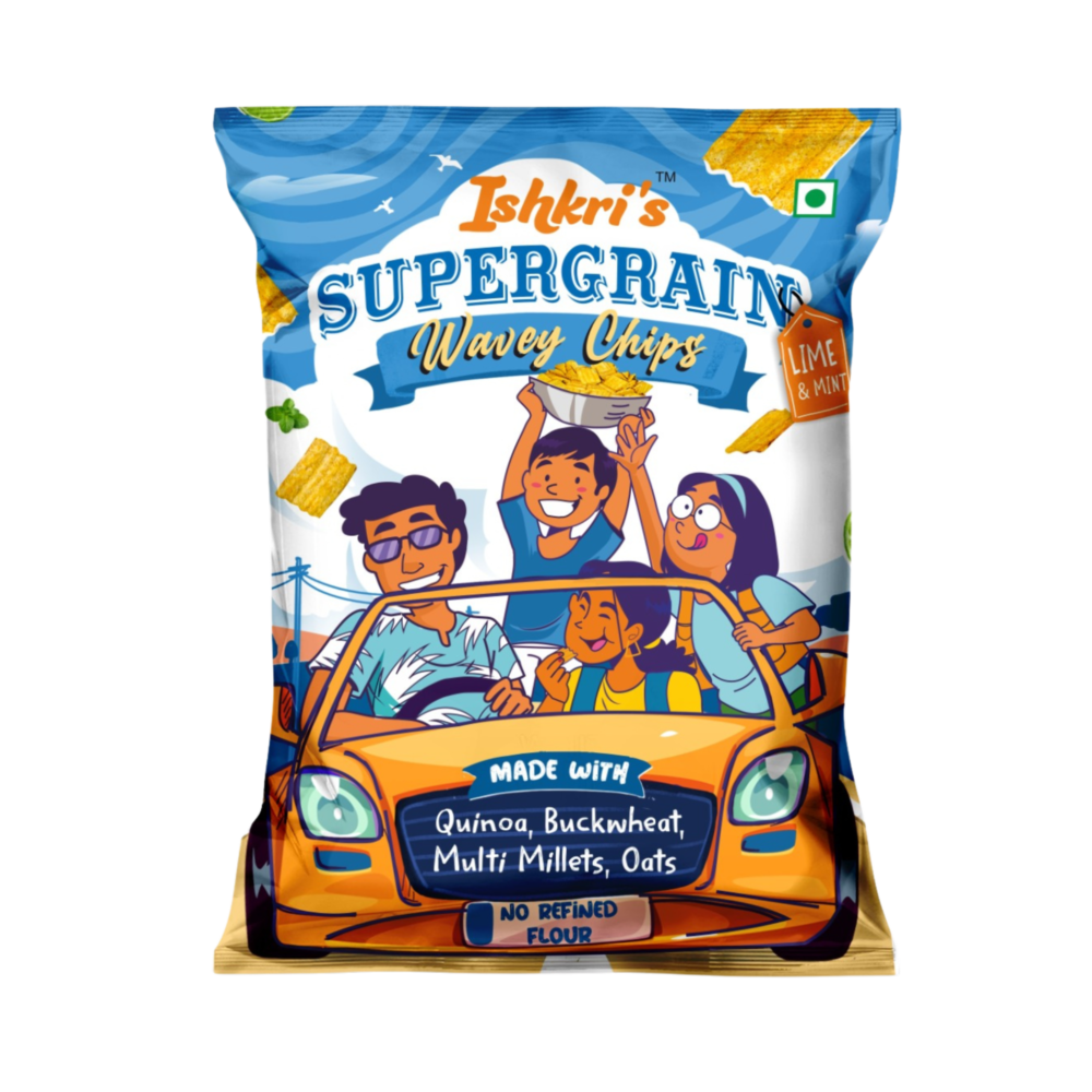 Ishkris Supergrain Lime And Mint Wavey Chips 5X30g